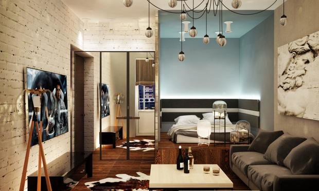 Фотография: Гостиная в стиле Лофт, Скандинавский, Студия, Россия, BOSCH, Минимализм, Проект недели, Москва, Рыжий кот, ИКЕА, Кerama-Мarazzi, Villeroy, Нansgrohe, Loft-Concept, F&B, Metro Blanco, Cosvik, Анисия Клементьева, Koshka Interiors – фото на INMYROOM