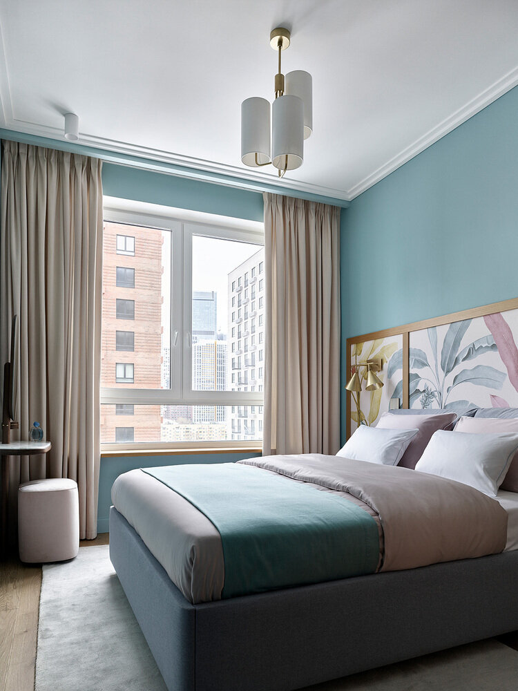 Фотография: Спальня в стиле Современный, Квартира, Проект недели, Москва, Монолитный дом, 3 комнаты, 40-60 метров, Анастасия Холопцева – фото на INMYROOM