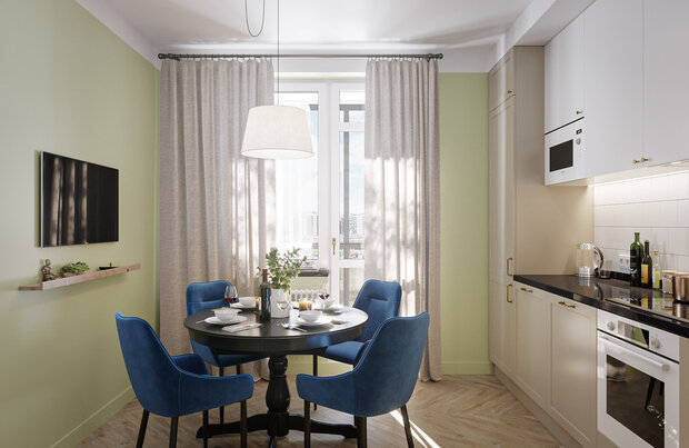 Фотография: Кухня и столовая в стиле Скандинавский, Современный, Квартира, Проект дня, Санкт-Петербург, 2 комнаты, 60-90 метров, Анна Иноземцева – фото на INMYROOM