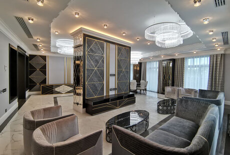 РЕМОНТ ЧЕТЫРЁХКОМНАТНОЙ КВАРТИРЫ 276 КВ. М В СТИЛЕ АР-ДЕКО