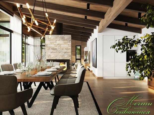 Фото из портфолио Интерьеры дома над прудом в свободном стиле – фотографии дизайна интерьеров на INMYROOM