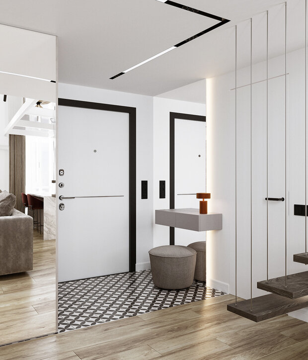 Фото из портфолио Дизайн интерьера двухэтажной квартиры  в стиле минимализм – фотографии дизайна интерьеров на INMYROOM