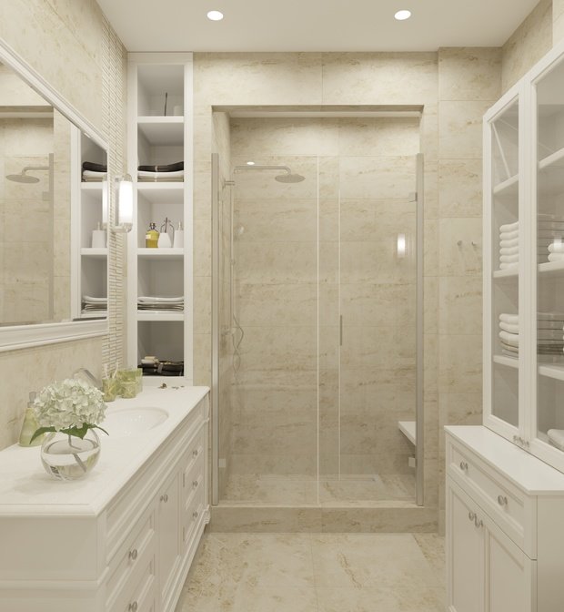 Фото из портфолио КВАРТИРА В СТИЛЕ СОВРЕМЕННАЯ КЛАССИКА - УЛ 1905 Г. Ванная комната. – фотографии дизайна интерьеров на INMYROOM