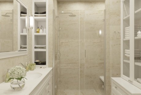 КВАРТИРА В СТИЛЕ СОВРЕМЕННАЯ КЛАССИКА - УЛ 1905 Г. Ванная комната.