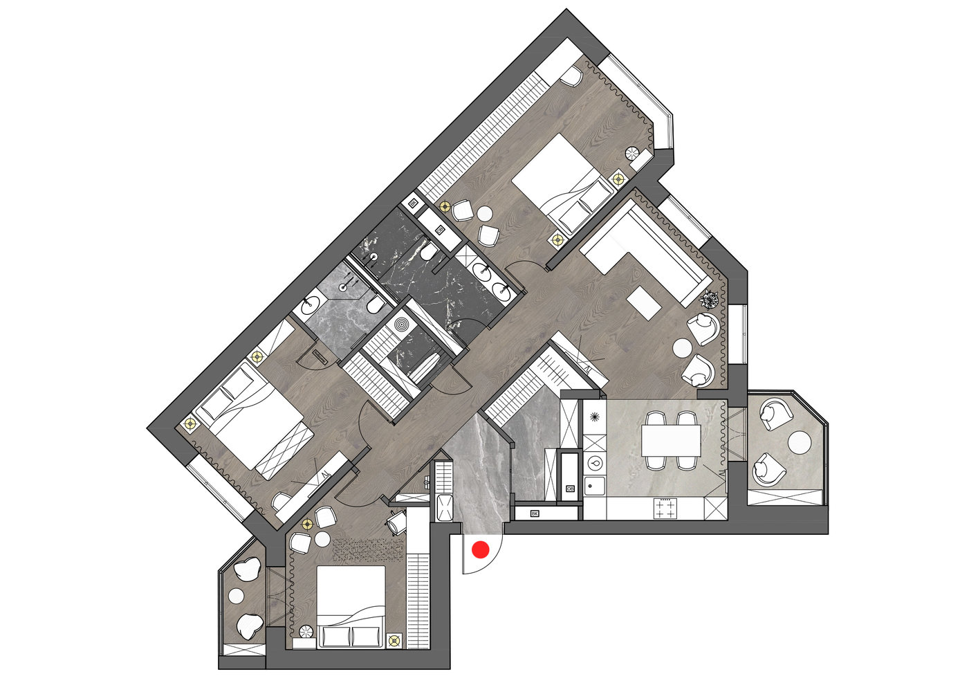 Фотография: Планировки в стиле , Современный, Квартира, Проект недели, Москва, 4 и больше, Более 90 метров, MR.BURO – фото на INMYROOM