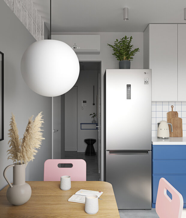 Фотография: Кухня и столовая в стиле Скандинавский, Современный, Минимализм, Малогабаритная квартира, Квартира, Проект дня, Москва, Кирпичный дом, 1 комната, до 40 метров, Винтажный, Анастасия Родина, II-18-01/09 – фото на INMYROOM