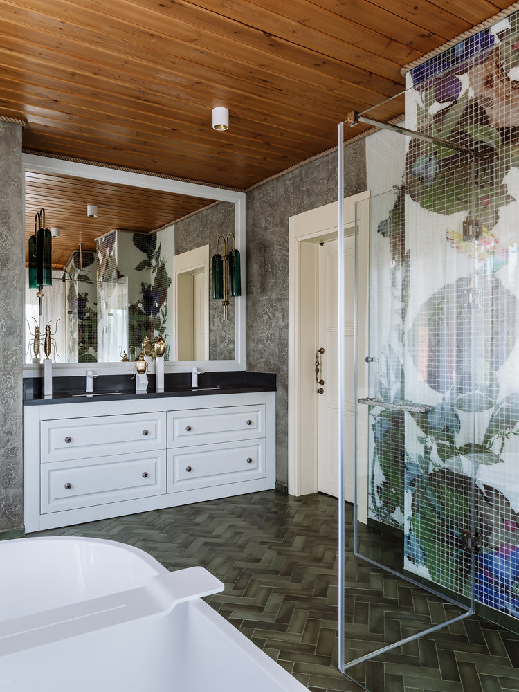 Фотография: Ванная в стиле Современный, Эклектика, Дом, Проект недели, Дом и дача, Московская область, Истринский район, 4 и больше, Более 90 метров, Яна Ухова – фото на INMYROOM