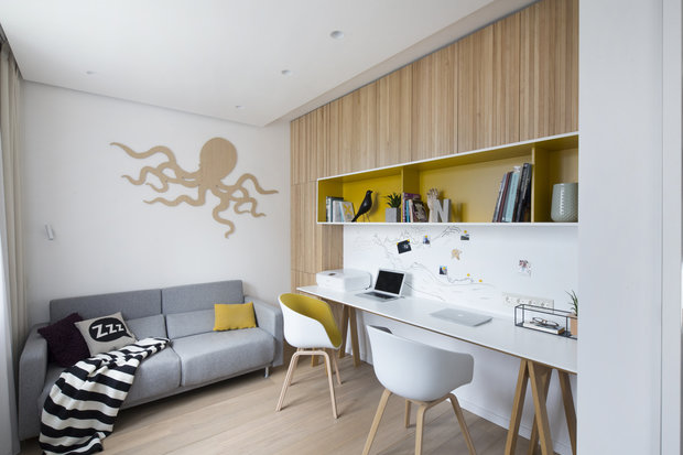 Фотография: Кабинет в стиле Минимализм, Современный, Квартира, Проект недели, Москва, Монолитный дом, 3 комнаты, 60-90 метров, Zeworkroomstudio – фото на INMYROOM