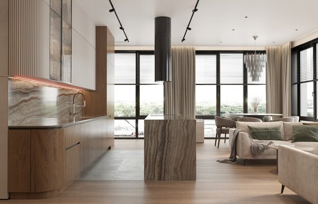 Фото из портфолио Интерьер видовой квартиры с террасой – фотографии дизайна интерьеров на INMYROOM