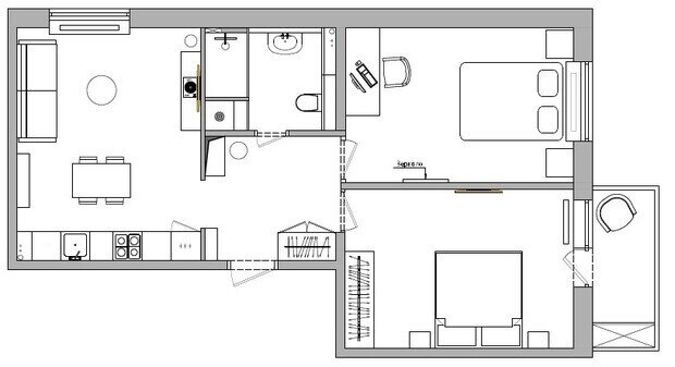 Фотография: Планировки в стиле , Квартира, Проект дня, Санкт-Петербург, Монолитный дом, 2 комнаты, 60-90 метров, современная классика с элементами модерна, Вера Домбровская – фото на INMYROOM