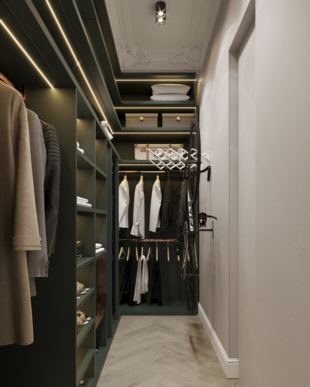 Фотография: Гардеробная в стиле Современный, Эклектика, Квартира, Проект недели, Москва, 2 комнаты, 40-60 метров, Анастасия Григорьева – фото на INMYROOM