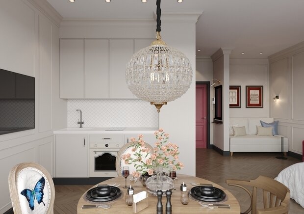 Фотография: Кухня и столовая в стиле Классический, Современный, Эклектика, Квартира, Студия, Проект дня, Москва, до 40 метров, Ира Носова – фото на INMYROOM