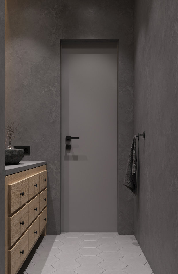 Визуализация интерьера ванной комнаты в стиле минимализм