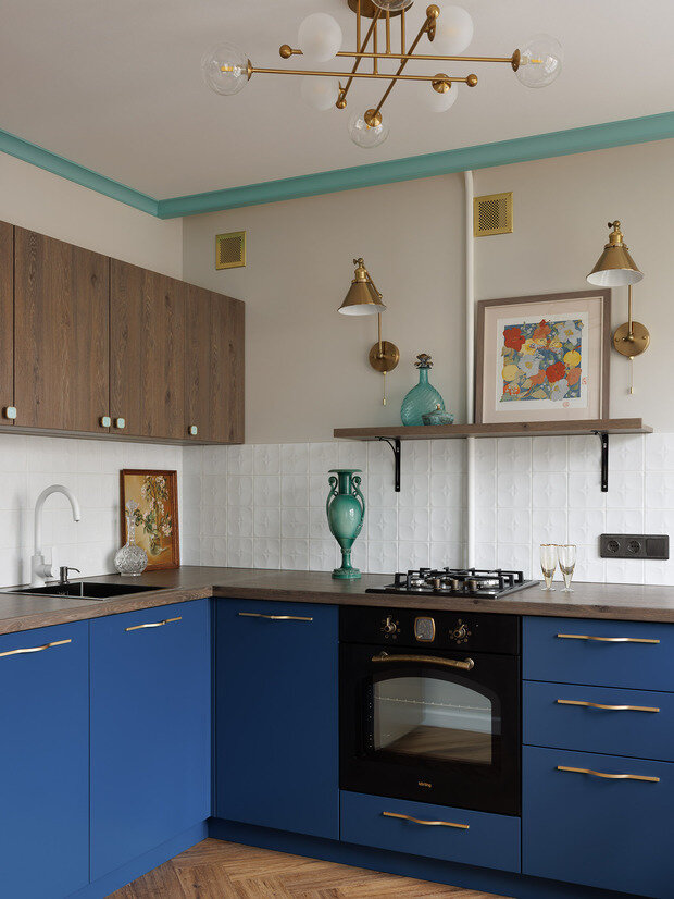 Фотография: Кухня и столовая в стиле Современный, Эклектика, Винтажный, Квартира, Проект дня, Санкт-Петербург, 2 комнаты, 40-60 метров, Александра Якушенко – фото на INMYROOM