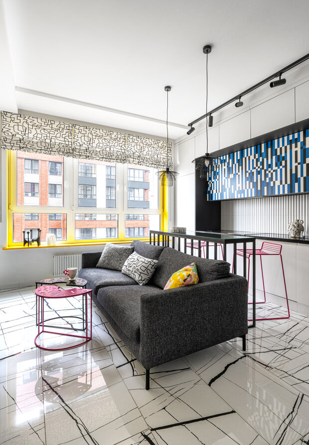 Фотография: Кухня и столовая в стиле Современный, Эклектика, Малогабаритная квартира, Квартира, Студия, Проект дня, Москва, Оксана Олейник, до 40 метров – фото на INMYROOM