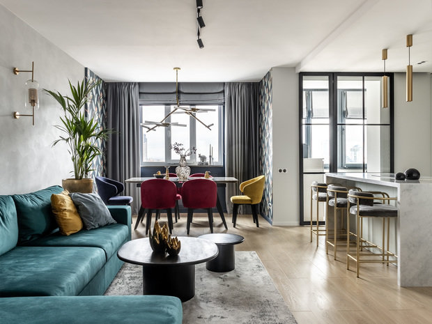 Фотография: Гостиная в стиле Современный, Квартира, Проект недели, Самара, 4 и больше, Более 90 метров, Айгуль Султанова – фото на INMYROOM