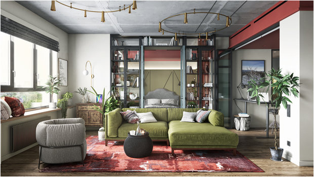 Фотография: Гостиная в стиле Эклектика, Квартира, Проект недели, Москва, ToTaste Studio, 3 комнаты, 60-90 метров – фото на INMYROOM