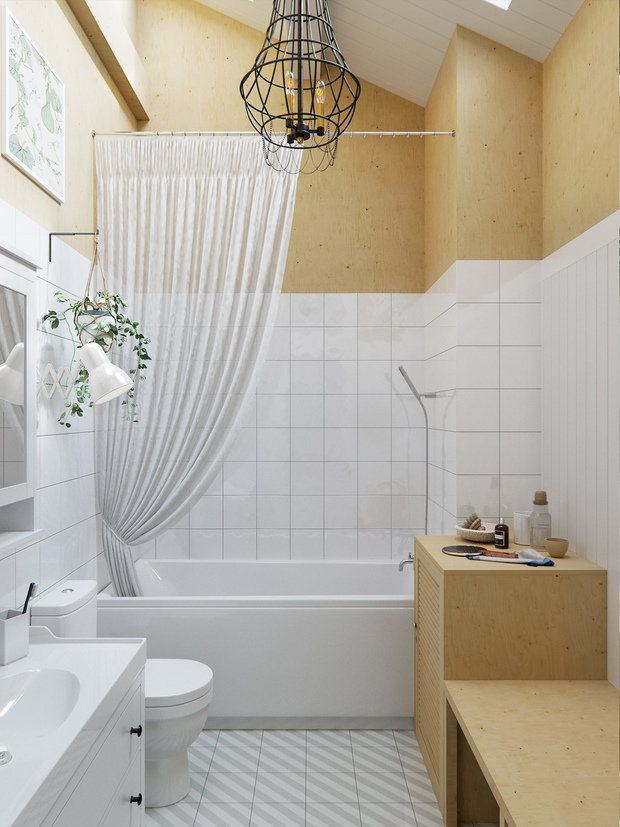 Фотография: Ванная в стиле Скандинавский, Эко, Эклектика, Квартира, Проект недели, Красногорск, Московская область, 4 и больше, 60-90 метров, Маргарита Рассказова, КП «Этюд Фэмили Клаб» – фото на INMYROOM