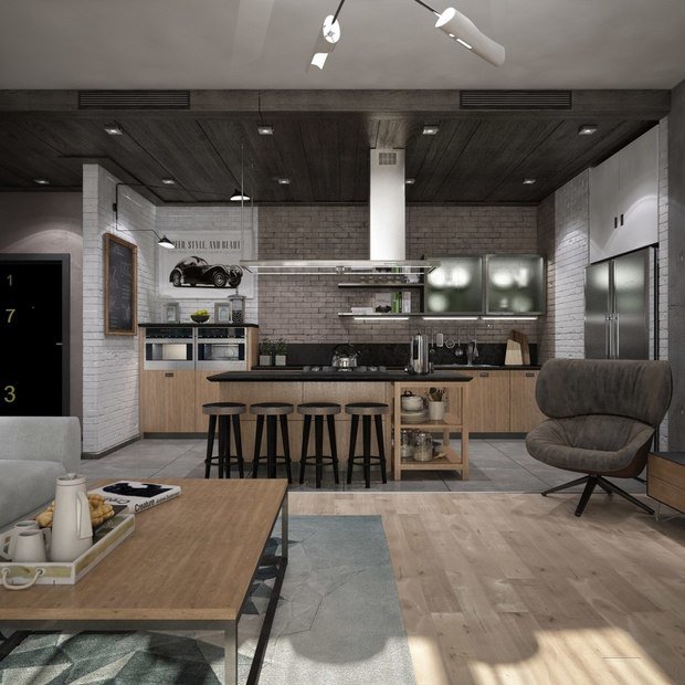 Фото из портфолио Лофт пространство для молодой пары – фотографии дизайна интерьеров на INMYROOM