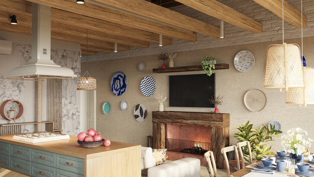 Фотография: Гостиная в стиле Прованс и Кантри, Дом, Проект дня, Дом и дача, 3 комнаты, Более 90 метров, Астраханская область, Николай Рогожников, Антон Сорокин – фото на INMYROOM