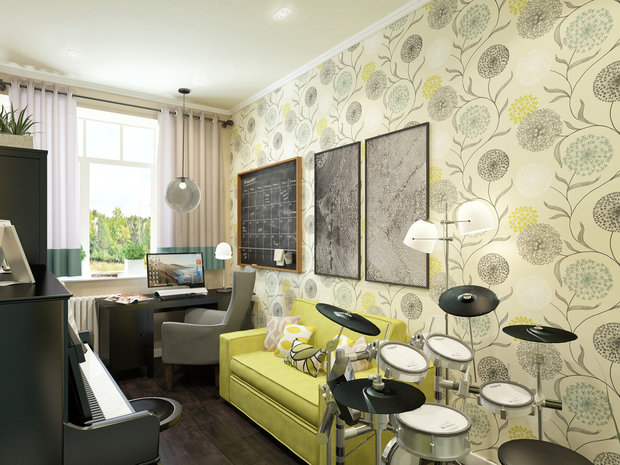 Фотография: Кабинет в стиле Современный, Эклектика, Квартира, Проект недели, ИКЕА, двушка, Benjamin Moore, Московская область, Little Greenе, Татьяна Безверхая, мебель из ИКЕА – фото на INMYROOM