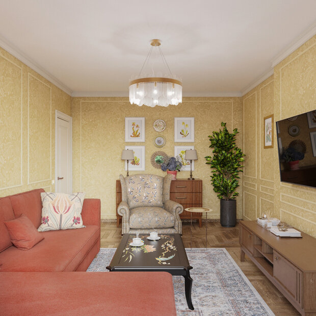 Фотография: Гостиная в стиле Классический, Эклектика, Проект недели, Москва, 4 и больше, Более 90 метров, Ольга Долидзе – фото на INMYROOM