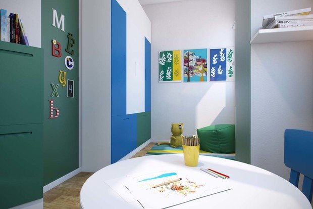 Фотография: Детская в стиле Минимализм, Квартира, Планировки, Проект недели, Москва, Зеленый, Степан Бугаев, «Победа дизайна» – фото на INMYROOM