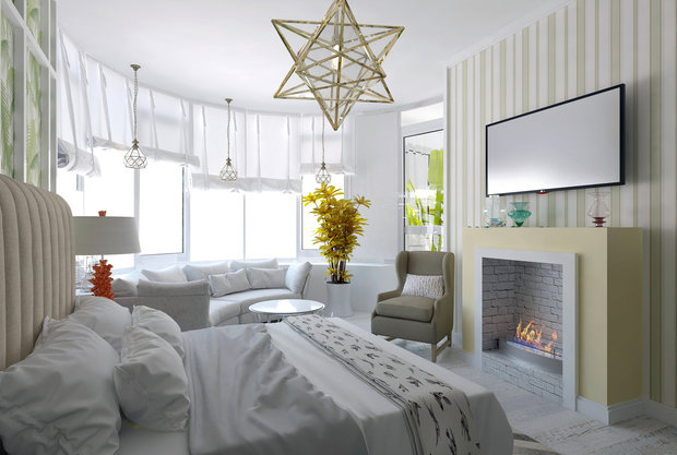 Фотография: Спальня в стиле Прованс и Кантри, Квартира, Проект дня, Москва, Монолитный дом, 2 комнаты, 60-90 метров, Маргарита Рассказова, ЖК «Айвазовский» – фото на INMYROOM