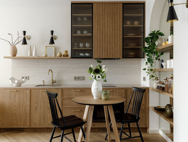 Фотография: Кухня и столовая в стиле Современный, Малогабаритная квартира, Квартира, Проект дня, 1 комната, до 40 метров, Лина Князева, современный с элементами скандинавского – фото на INMYROOM