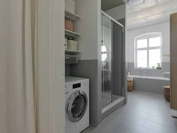 Фотография: Ванная в стиле Скандинавский, Современный, Минимализм, Квартира, Проект дня, Берлин, 2 комнаты, 60-90 метров, современный с элементами минимализма и лофта, Елена Коломейцева – фото на INMYROOM