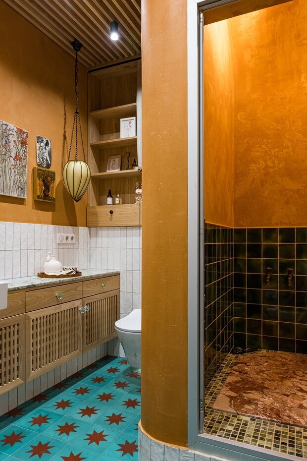 Фотография: Ванная в стиле Восточный, Эклектика, Винтажный, Квартира, Проект недели, Блочный дом, 3 комнаты, Более 90 метров, Уфа, Юлия Мусина, Александр Сафаров, PRSPKT Architects – фото на INMYROOM