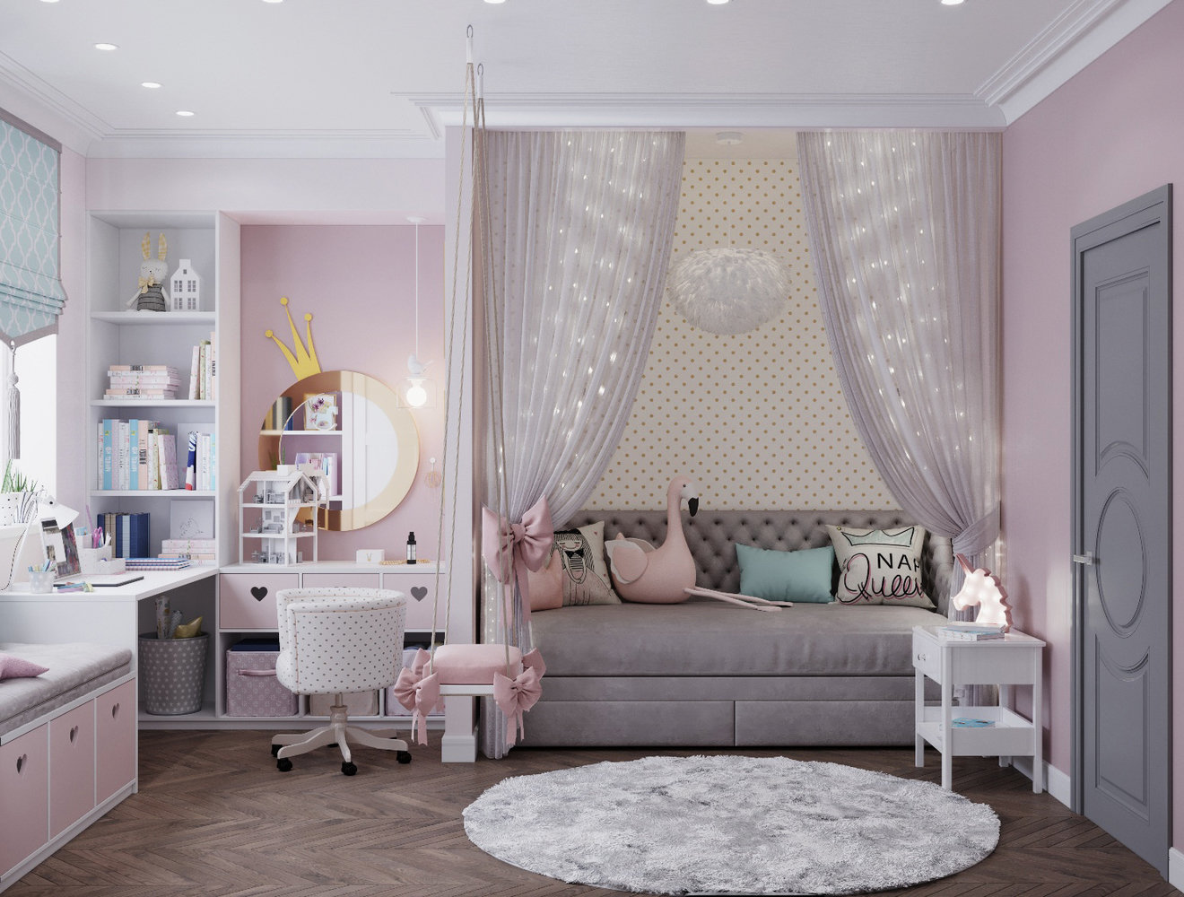 Фотография: Детская в стиле Современный, Кухня и столовая, Ванная, Гостиная, Спальня, Гардеробная, Квартира, Проект недели, Зеленый, Синий, Розовый, 3 комнаты, 60-90 метров, ПРЕМИЯ INMYROOM – фото на INMYROOM