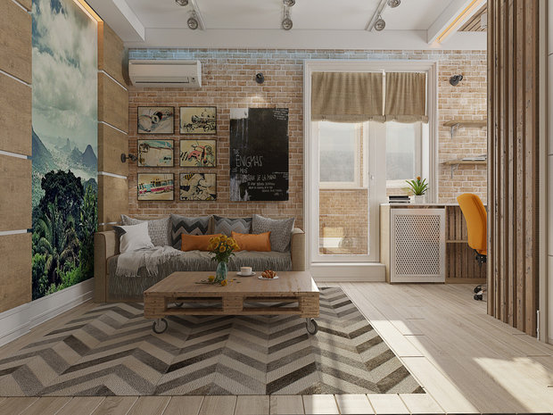 Фотография: Гостиная в стиле Скандинавский, Малогабаритная квартира, Студия, Проект недели, Московская область, Евгения Ермолаева – фото на INMYROOM