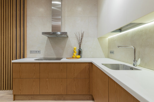 Фотография: Кухня и столовая в стиле Минимализм, Современный, Квартира, Проект недели, Санкт-Петербург, 2 комнаты, 40-60 метров, ARCA design – фото на INMYROOM