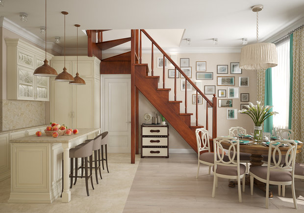 Фотография: Кухня и столовая в стиле Классический, Современный, Квартира, Проект недели, Москва, Студия 3.14, Тимур Абдрахманов, Старый фонд, Мария Легчанова, двухэтажная квартира, Кирпичный дом, 4 и больше, Более 90 метров – фото на INMYROOM