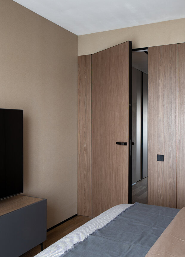 Фотография: Спальня в стиле Современный, Минимализм, Квартира, Проект дня, Санкт-Петербург, 2 комнаты, Более 90 метров, Эксклюзивные проекты, минимализм с элементами современного дизайна, фото интерьера, дизайн интерьера фото, Ирина Смышляева – фото на INMYROOM