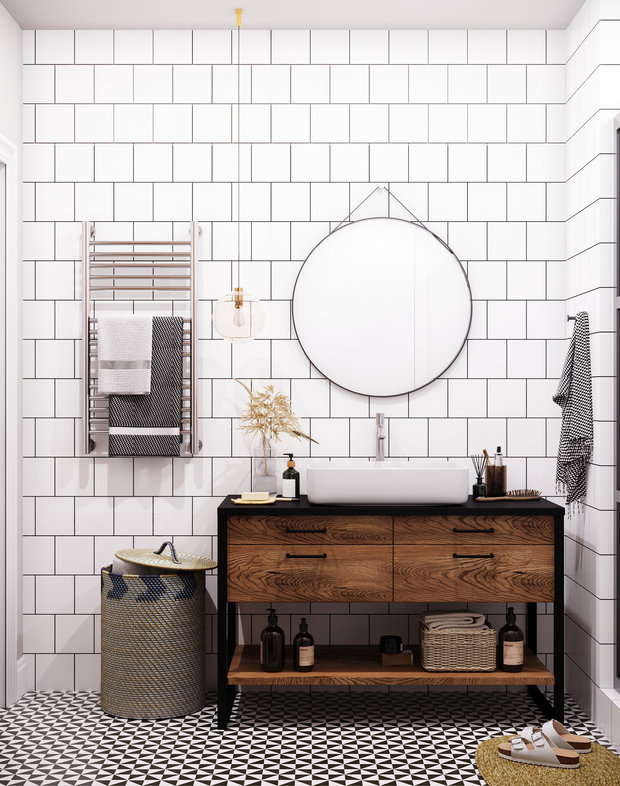 Фотография: Ванная в стиле Скандинавский, Квартира, Проект недели, Санкт-Петербург, 1 комната, 40-60 метров, Монолитно-кирпичный, Студия 20:18 – фото на INMYROOM