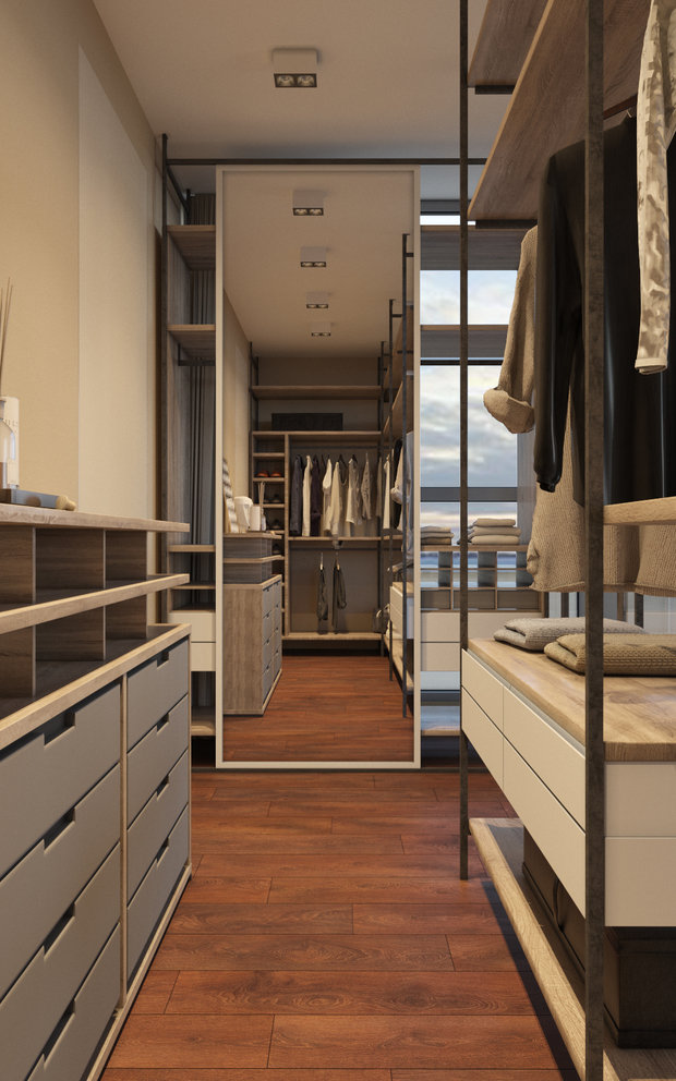 Фотография: Гардеробная в стиле Минимализм, Современный, Квартира, Проект недели, Санкт-Петербург, 4 и больше, Более 90 метров, Odo Studio – фото на INMYROOM