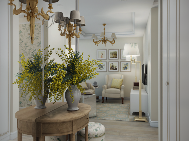 Фотография: Прихожая в стиле Прованс и Кантри, Классический, Квартира, Проект недели, Московская область, новостройка, Александра Никулина, Монолитный дом, 3 комнаты, 60-90 метров – фото на INMYROOM