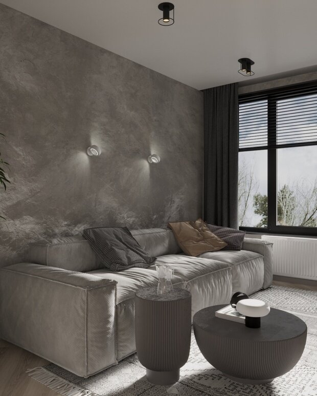Визуализация интерьера гостиной в стиле минимализм