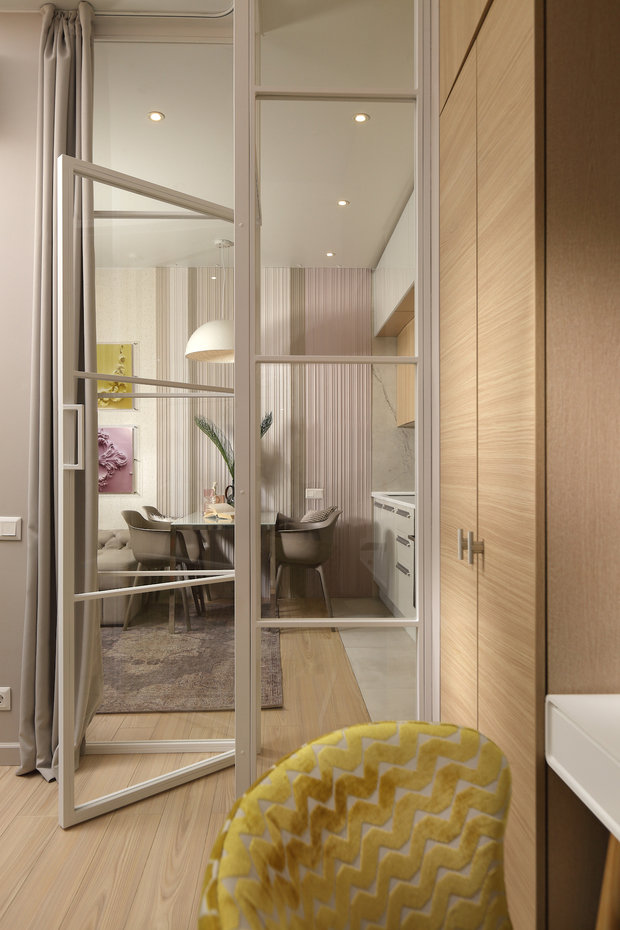 Фотография: Спальня в стиле Современный, Малогабаритная квартира, Квартира, Проект недели, Москва, 1 комната, до 40 метров, Своя атмосфера – фото на INMYROOM