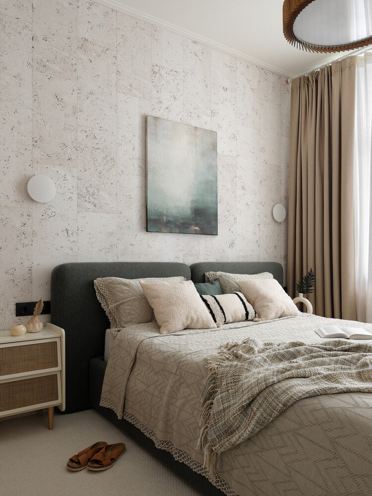 Фотография: Спальня в стиле Современный, Квартира, Проект недели, Москва, Сталинка, 2 комнаты, 60-90 метров, Евгения Костенко, Руслан Типаев, Tipaev Kostenko – фото на INMYROOM