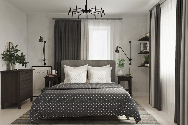 Фотография: Спальня в стиле Скандинавский, Проект недели, Бежевый, Серый, ПРЕМИЯ INMYROOM – фото на INMYROOM