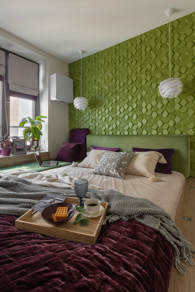 Фотография: Спальня в стиле Современный, Квартира, Проект недели, Москва, 1 комната, до 40 метров, 40-60 метров, Анастасия Бондарева – фото на INMYROOM