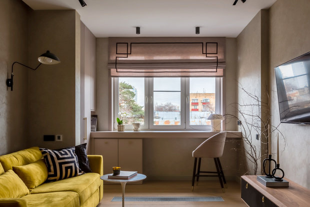 Фотография: Гостиная в стиле Современный, Квартира, Проект недели, Москва, Вера Николаенко, 2 комнаты, 40-60 метров, VERA Inteiors – фото на INMYROOM