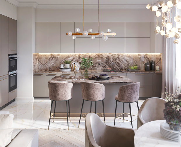 Фото из портфолио Нежная неоклассика – фотографии дизайна интерьеров на INMYROOM