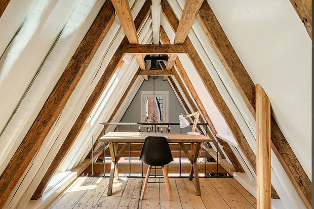 Фотография: Кабинет в стиле Скандинавский, Лофт, Современный, Декор интерьера, Архитектура, Планировки, Белый, Бежевый, Более 90 метров – фото на INMYROOM