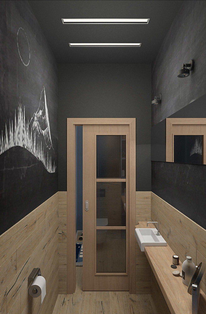 Фотография: Ванная в стиле Лофт, Современный, Квартира, Студия, Проект недели, Дмитровский район, Евгения Ермолаева, EEDS, 40-60 метров, Монолитно-кирпичный, ЖК «Пятиречье» – фото на INMYROOM