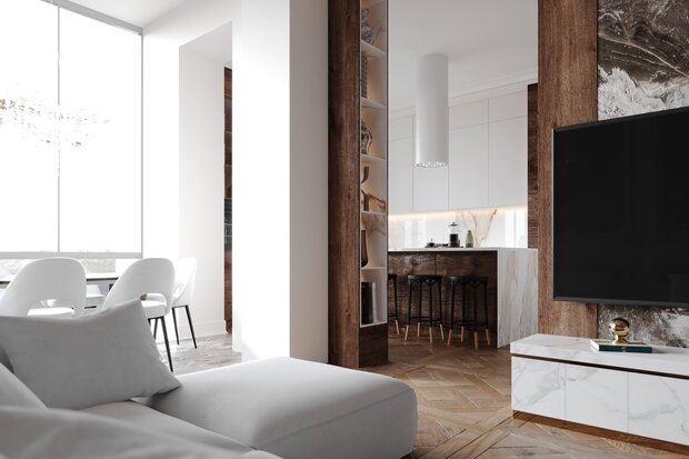 Фото из портфолио Гостиная. Кухня. Ванная. Duderhof Club – фотографии дизайна интерьеров на INMYROOM