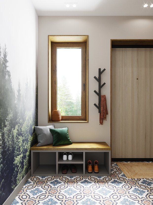 Все откосы и подоконники в доме выполнены из дерева.